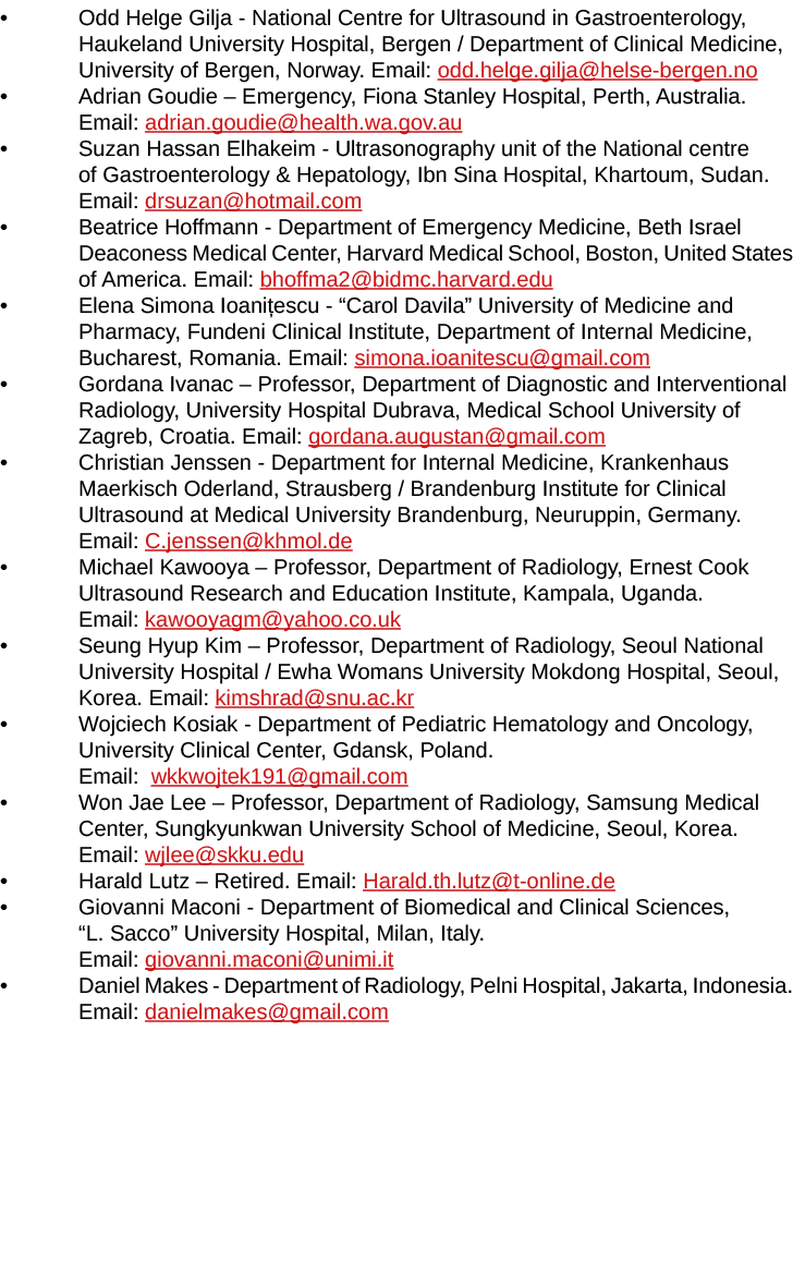   Odd Helge Gilja - National Centre for Ultrasound in Gastroenterology,  Haukeland University Hospital, Bergen   Depa   